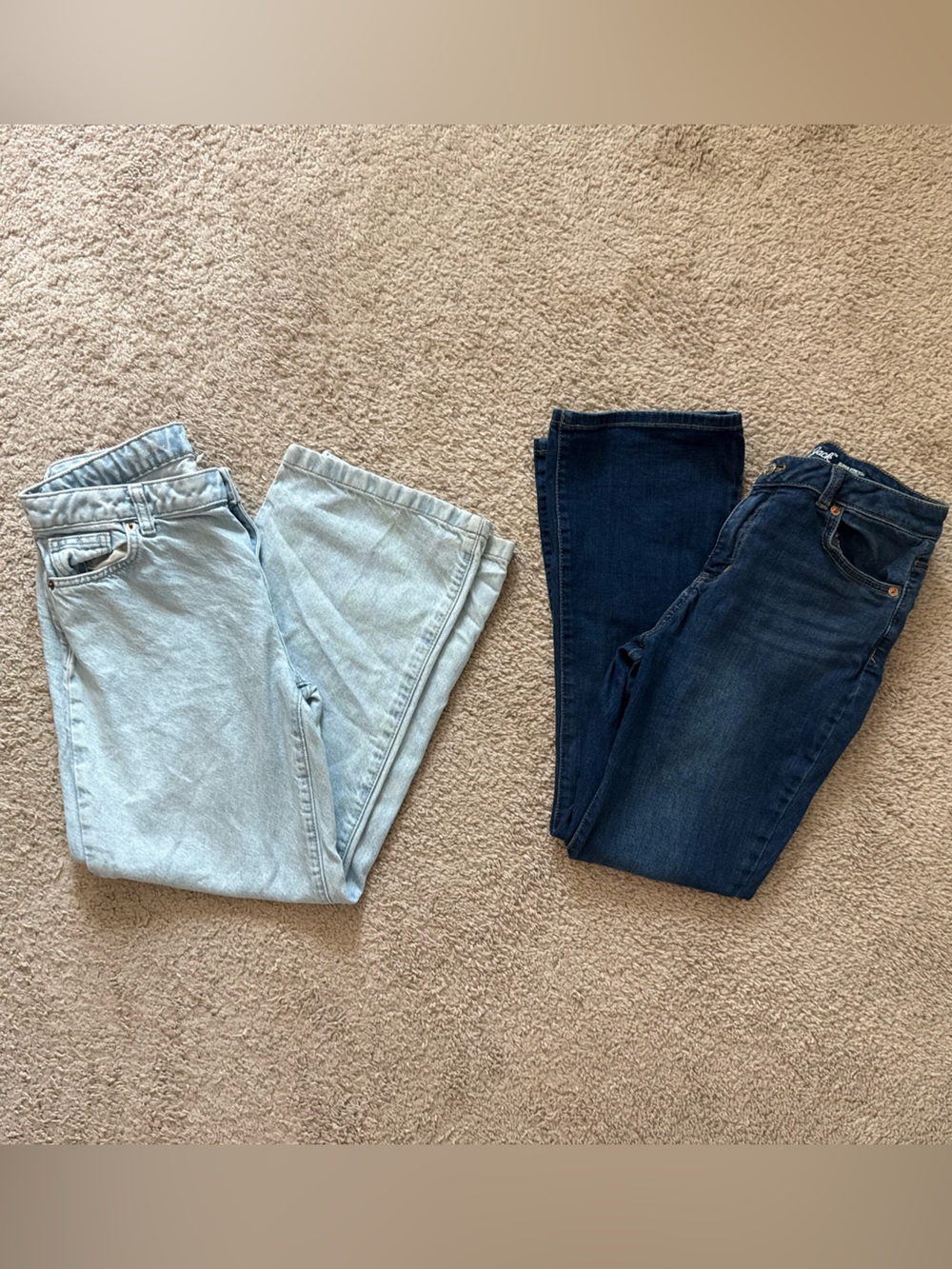 Girls Cat & Jack jeans. 2 pair- Dark Blue bootcut and Light Blue wide cut